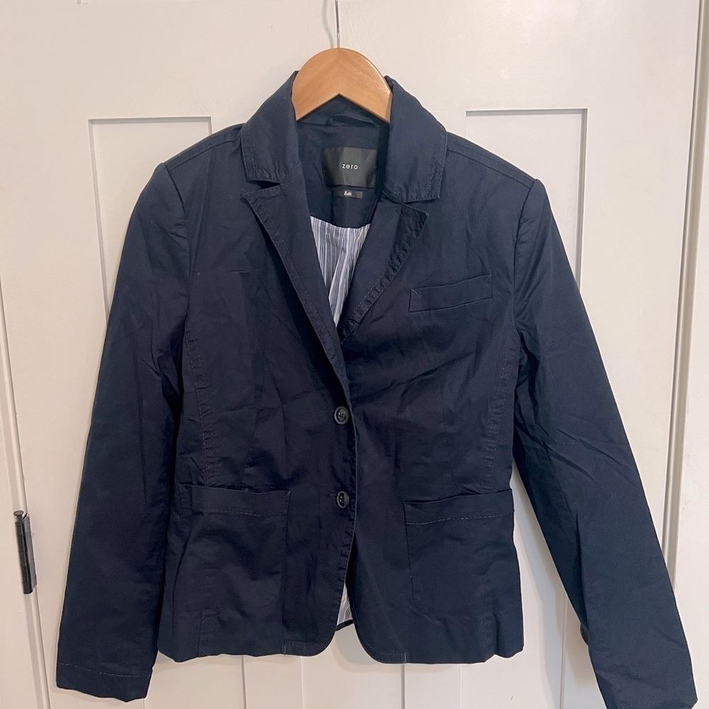 Blazer dark blue ZERO Beth size 38 Small Cotton two Button